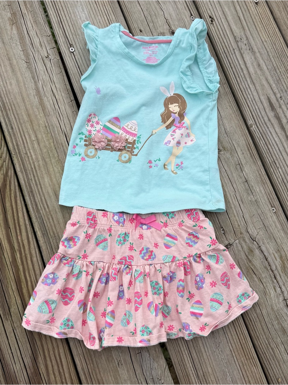 Isaac Mizrahi Girls Bunny & Egg Shirt & Skirt Size 4